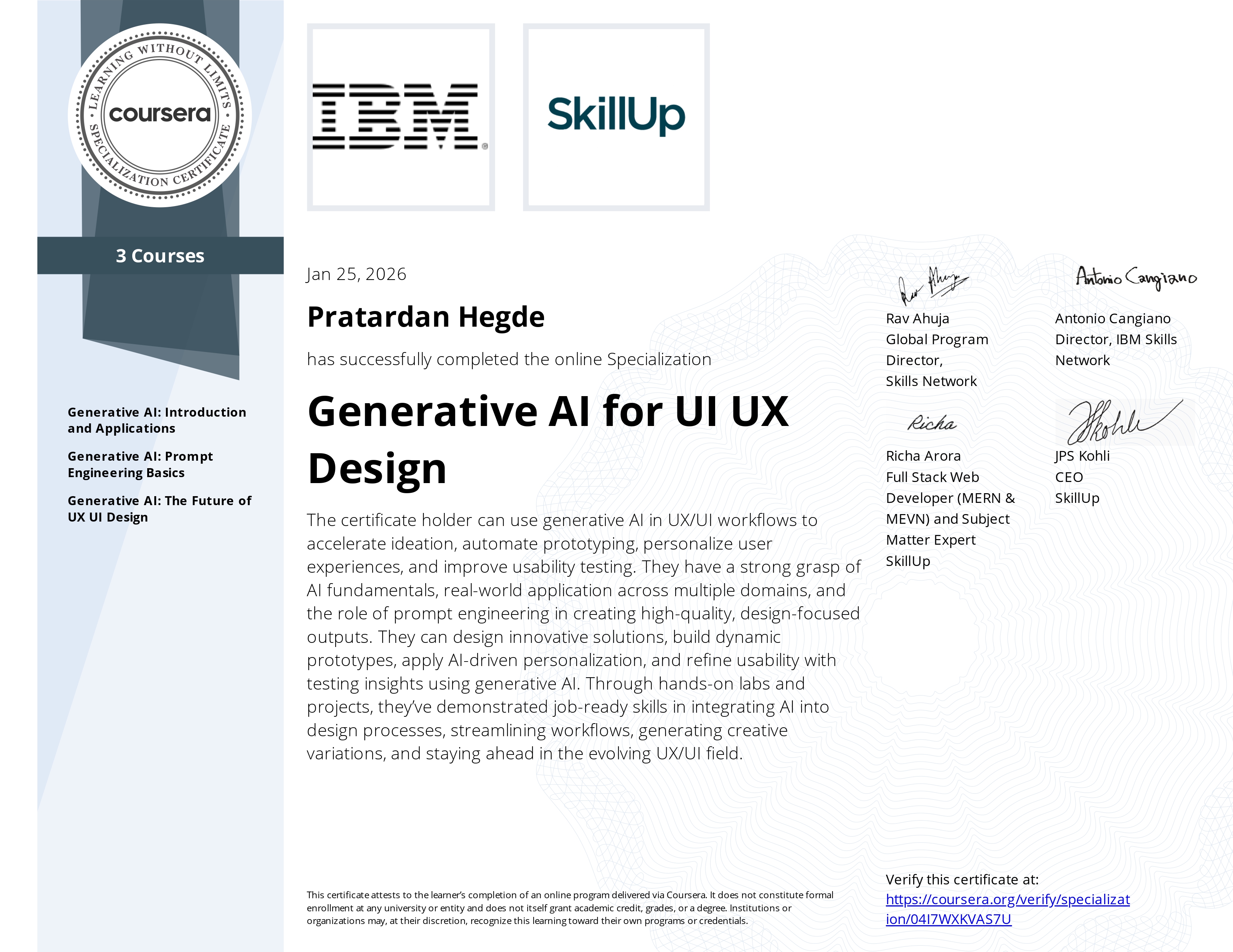 Generative AI for UI UX Design Certificate